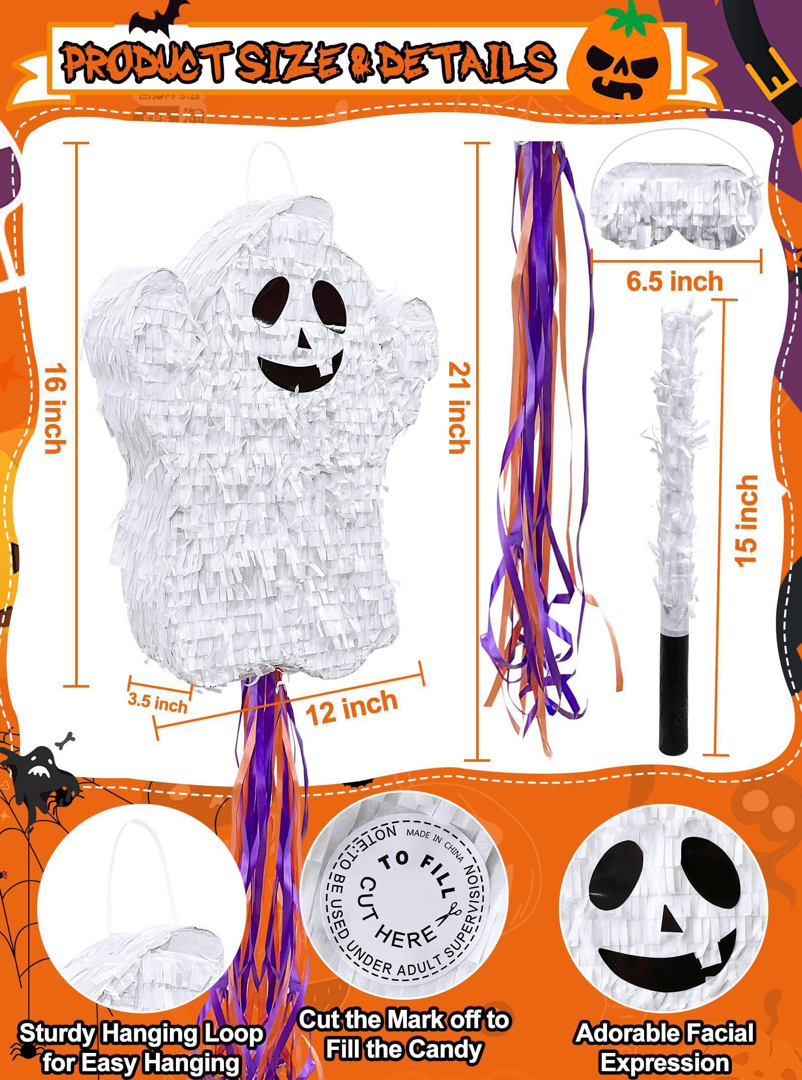 Foto 3 pulgar | Piñata Turnmeon Halloween Ghost Con Bastones Y Venda En Los Ojos  40 X 30 Cm - Venta Internacional.