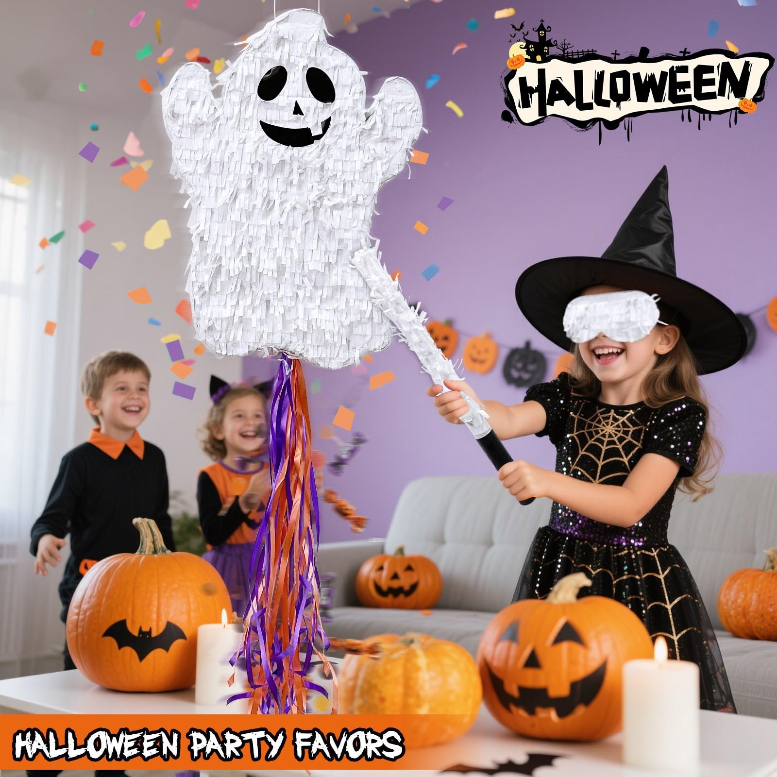 Foto 6 pulgar | Piñata Turnmeon Halloween Ghost Con Bastones Y Venda En Los Ojos  40 X 30 Cm - Venta Internacional.