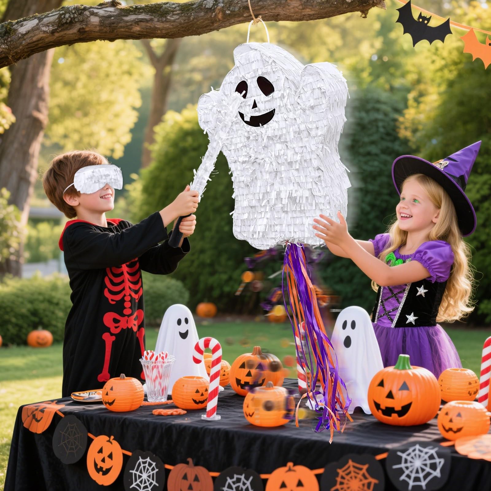 Foto 7 pulgar | Piñata Turnmeon Halloween Ghost Con Bastones Y Venda En Los Ojos  40 X 30 Cm - Venta Internacional.