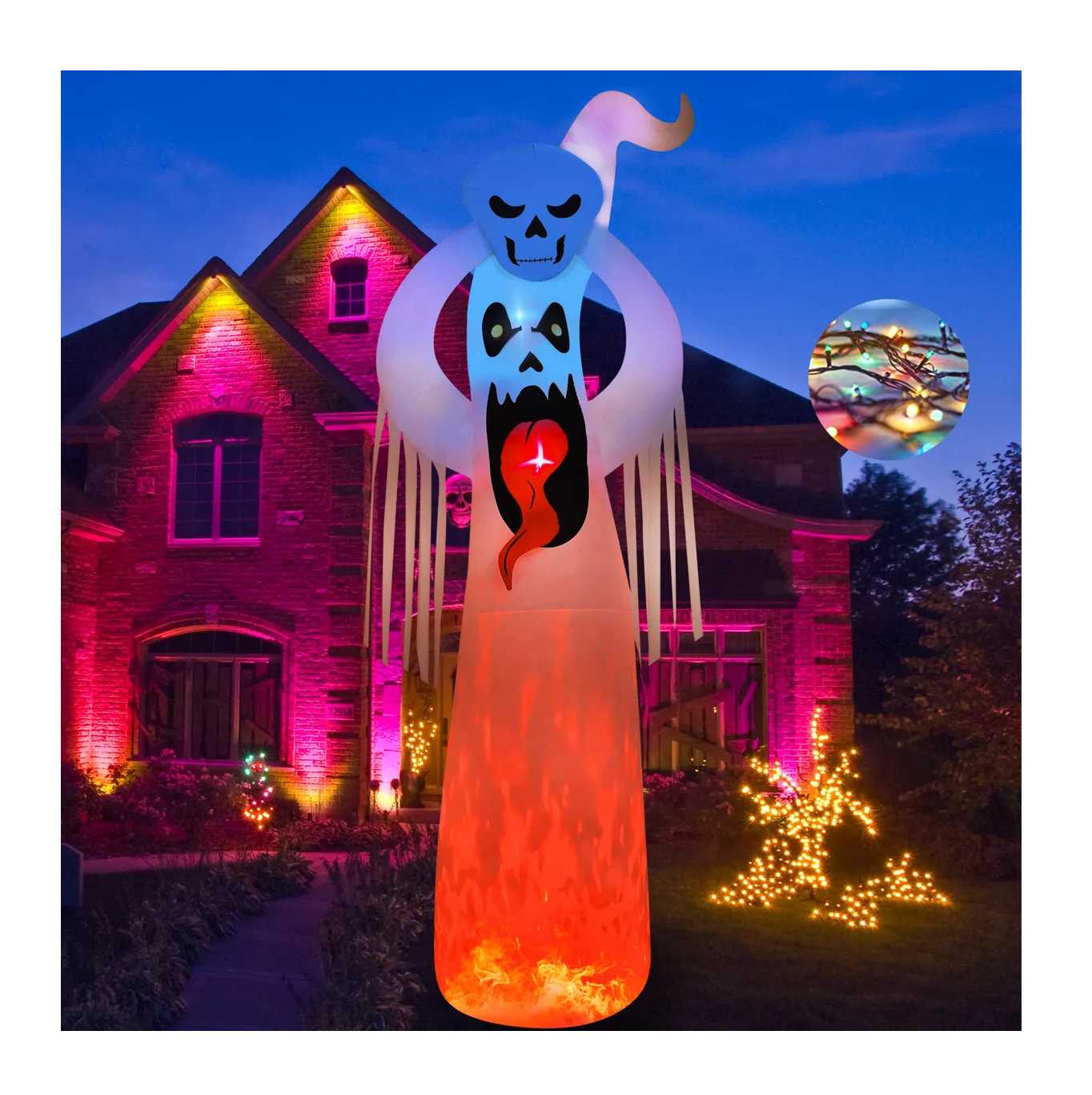 Foto 7 pulgar | Inflable de Halloween de Fantasma con LED Decoración 3.6 M Multicolor