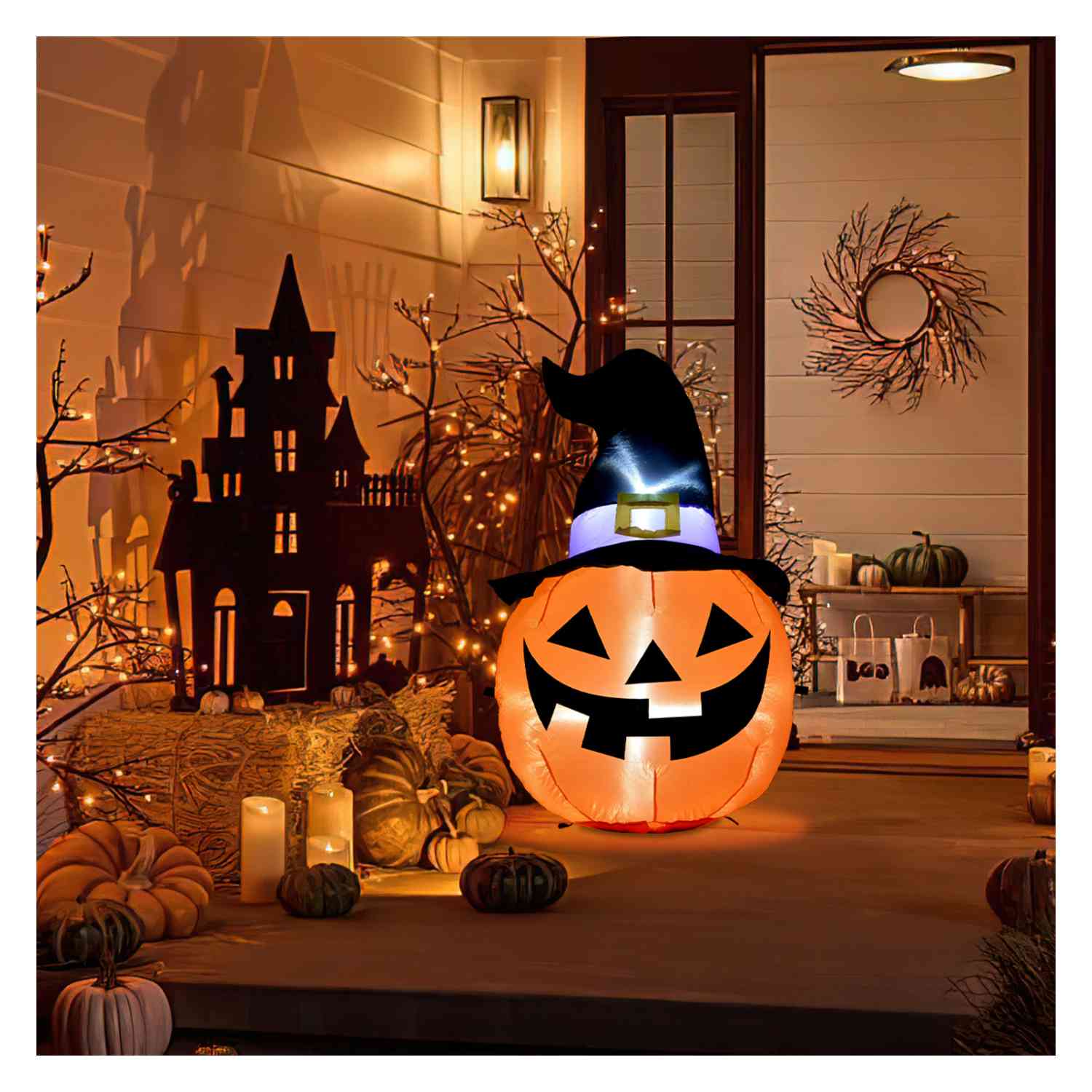 Foto 5 pulgar | Inflable Halloween Cabeza Calabaza Led 120 Cm