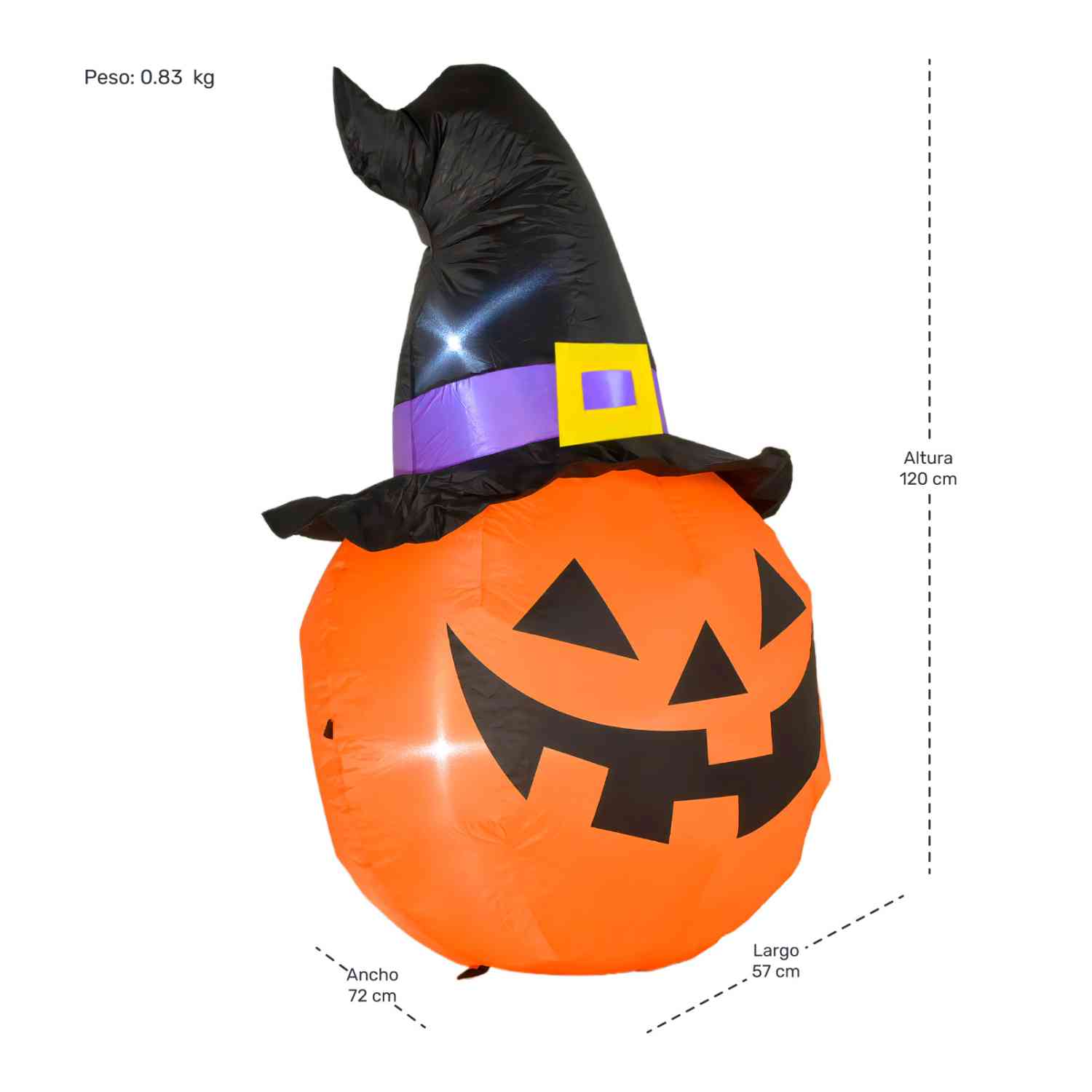 Foto 6 pulgar | Inflable Halloween Cabeza Calabaza Led 120 Cm