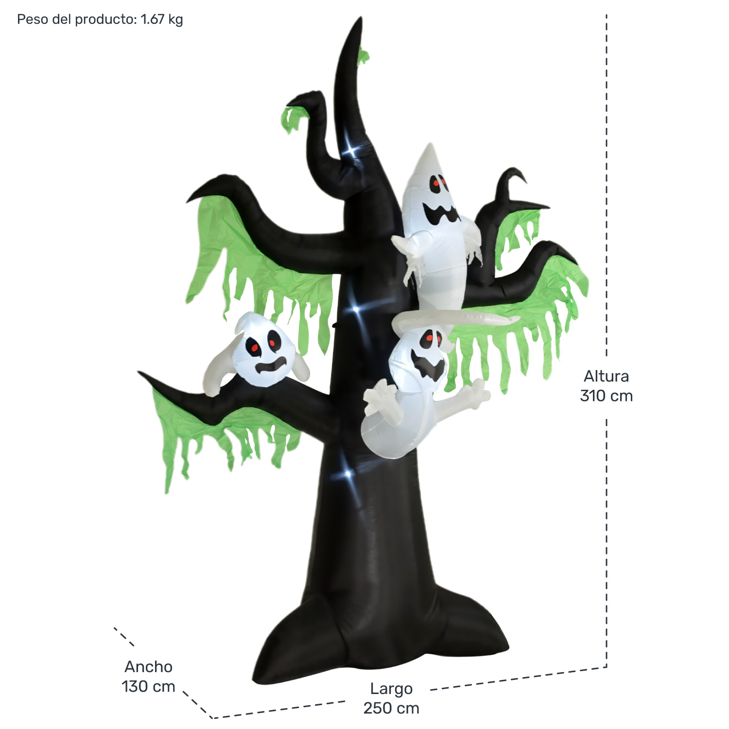 Foto 7 pulgar | Inflable Halloween Arbol Fantasmal Led 310 Cm