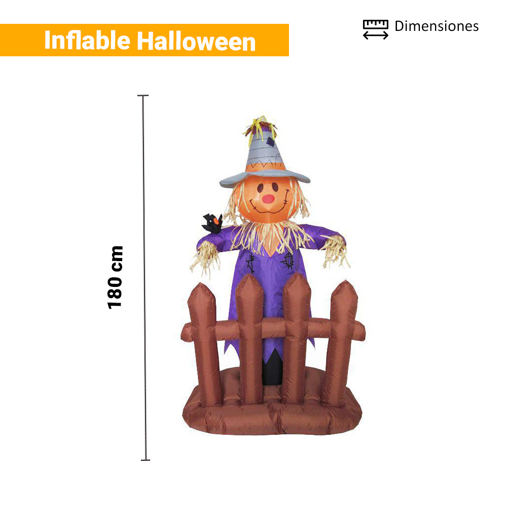 Foto 2 | Inflable Halloween Espantapajaros Con Luz Decorativo 1.80mts