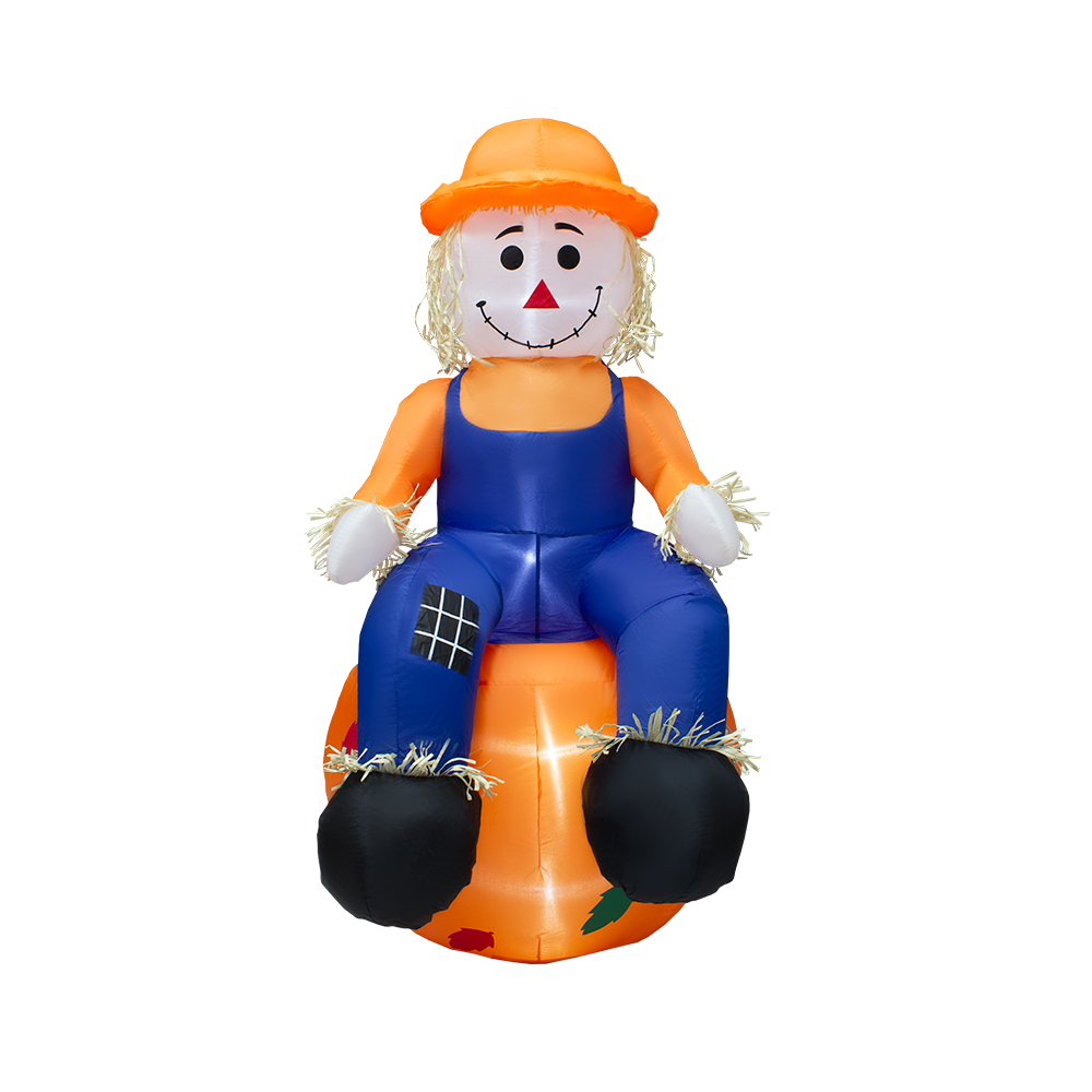 Inflable Halloween Espantapajaros Sentado Con Luz 1.50mts