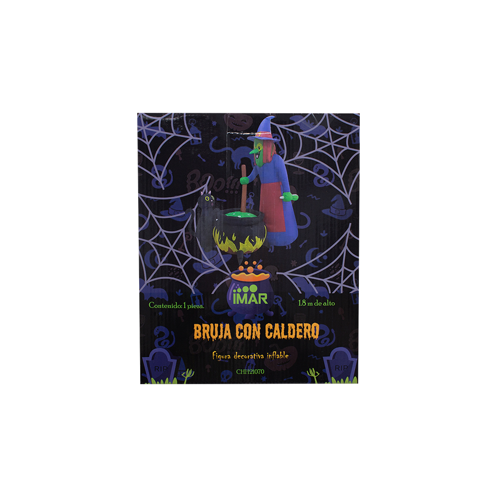 Foto 5 pulgar | Inflable Halloween Bruja Y Gato Con Olla Con Luz Decorativo 1.80mts