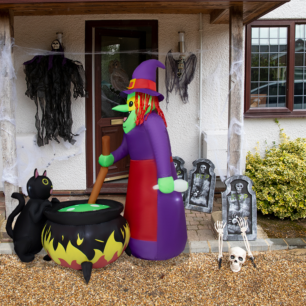 Foto 5 | Inflable Halloween Bruja Y Gato Con Olla Con Luz Decorativo 1.80mts