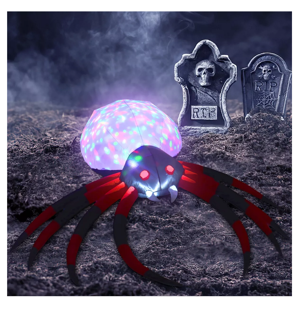 Foto 3 pulgar | Inflable Halloween Araña Gigante Spider Luz Led 2.3 Mts Negro/rojo