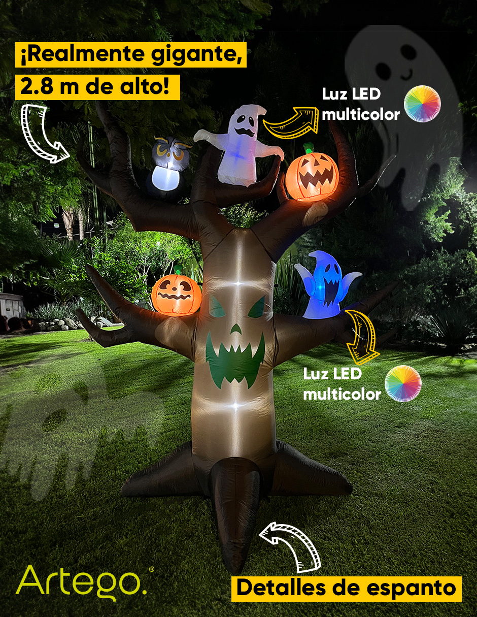 Foto 3 pulgar | Inflable De Halloween Árbol Tenebroso Con Calabazas Y Fantasmas Multiled Para Exteriores 2.8m