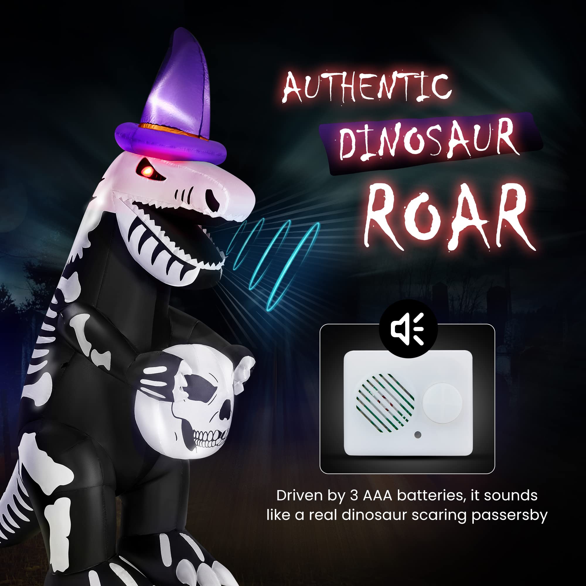 Foto 4 pulgar | Esqueleto Hinchable Iluminado de Dinosaurio Vivohome 2,4 m - Venta Internacional