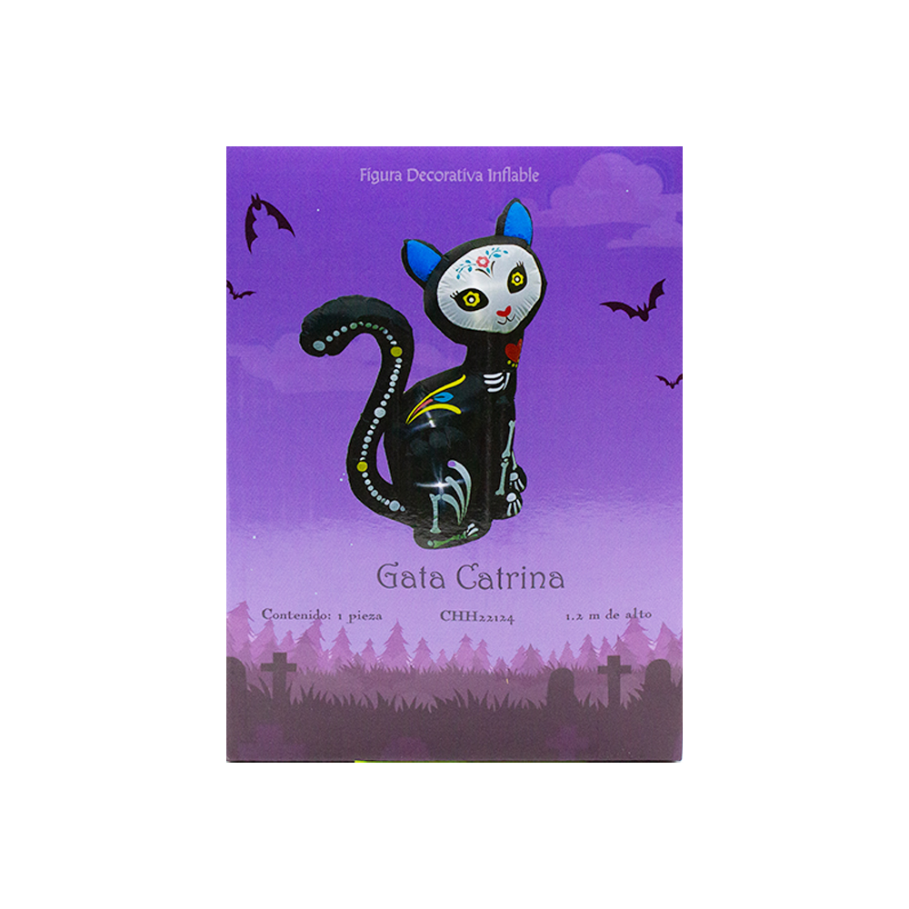 Foto 3 | Inflable Halloween Gatita Catrina Con Luz Led 1.20 Metros