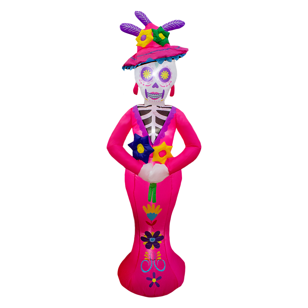 Foto 2 pulgar | Inflable Halloween Catrina Con Sombrero Decorativa Con Luz Led 2.10 Mts