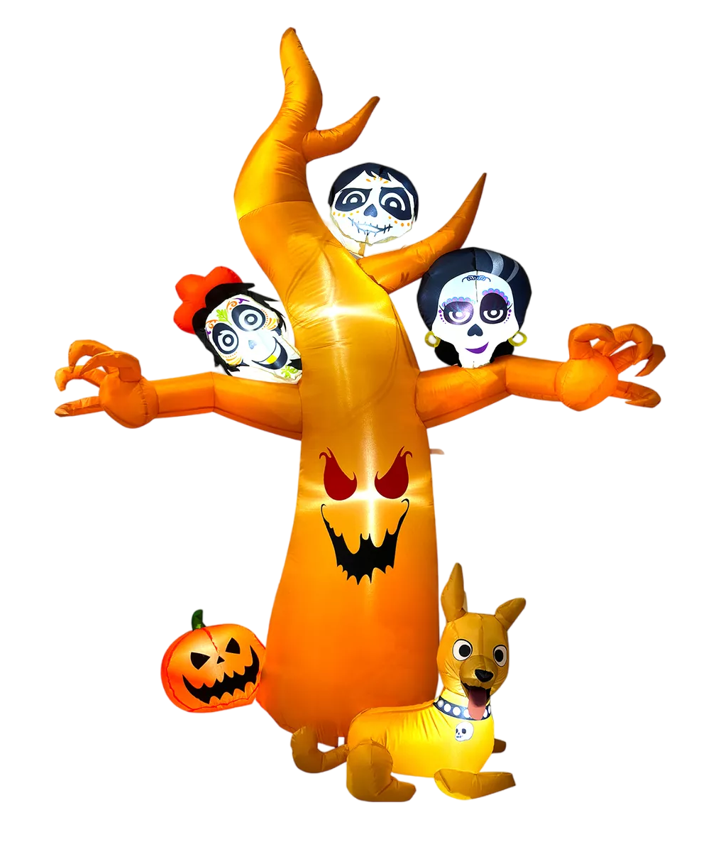 Árbol Inflable Decorativo Día De Muertos 210 Cm Halloween Naranja