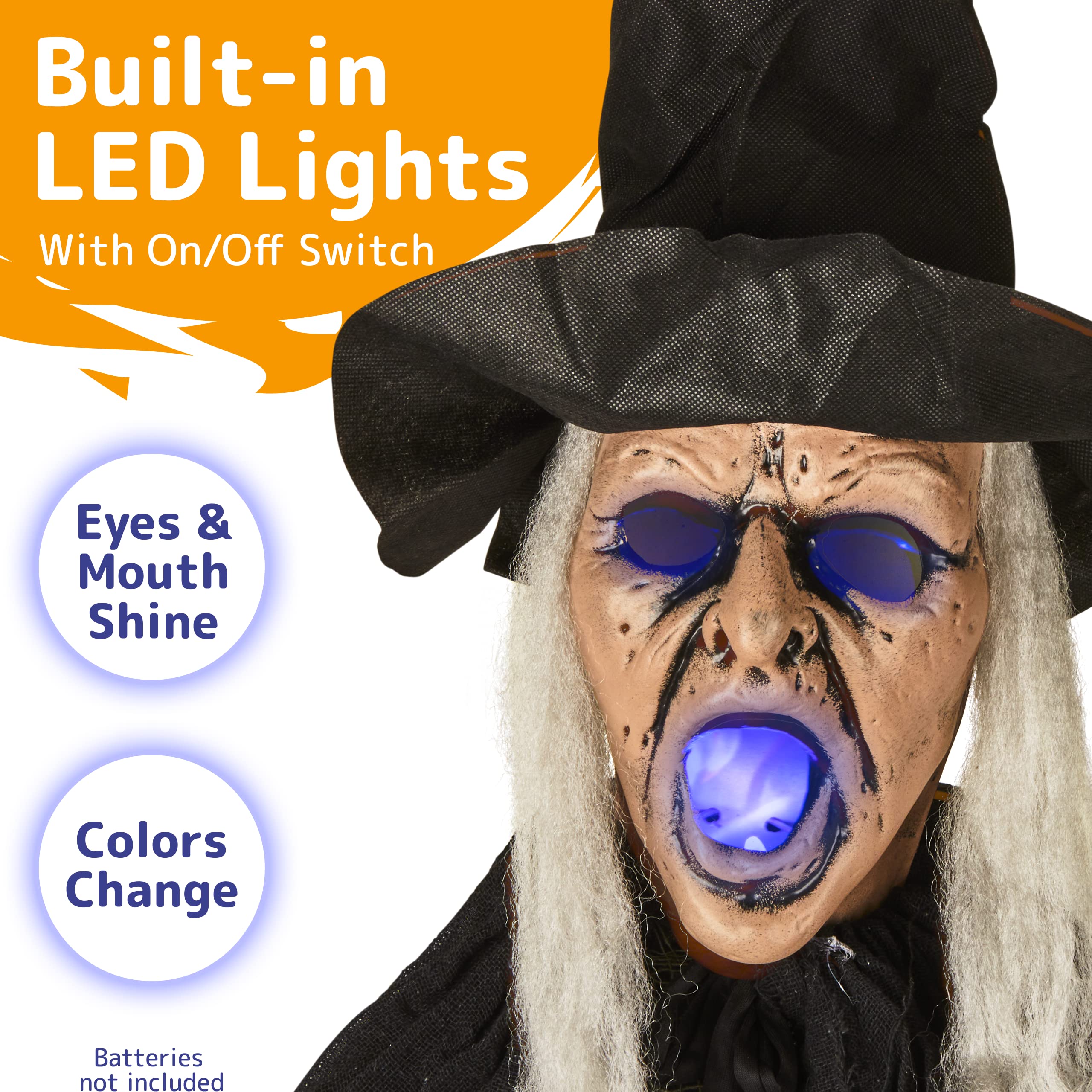 Foto 4 pulgar | Pretex Con Forma De Bruja Para Decoración De Halloween, 6 Pies, Con Led Para Ojos Y Boca - Venta Internacional.