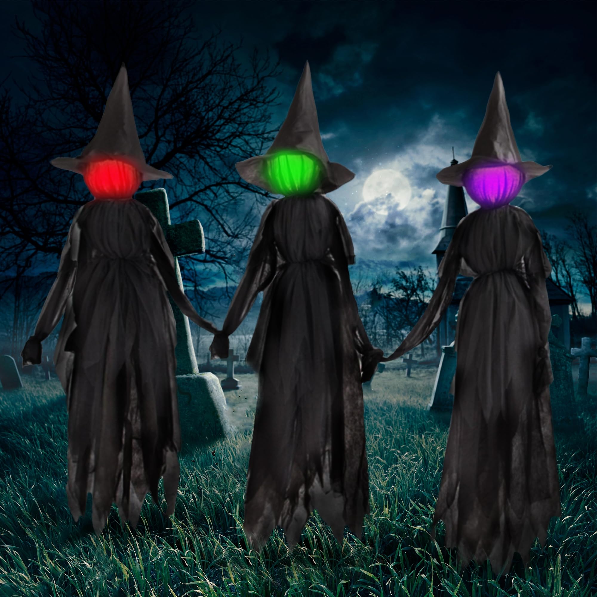 Foto 8 pulgar | Decoraciones De Halloween Winemana Witches De 6 Pies Con Colores Cambiantes - Venta Internacional.
