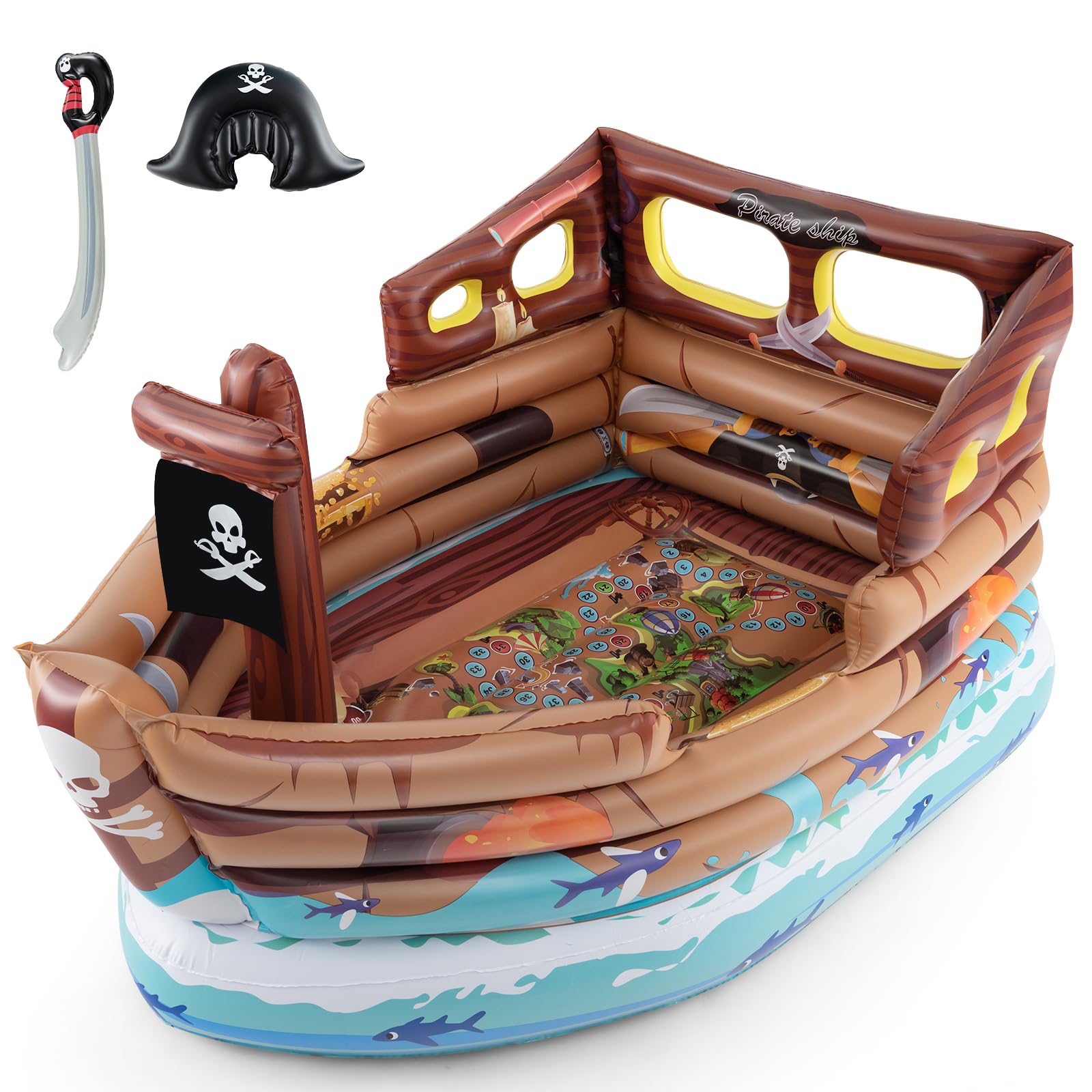 Foto 2 pulgar | Barco Pirata Inflable Goplus Con Motor, Espada Y Sombrero De Pirata - Venta Internacional.