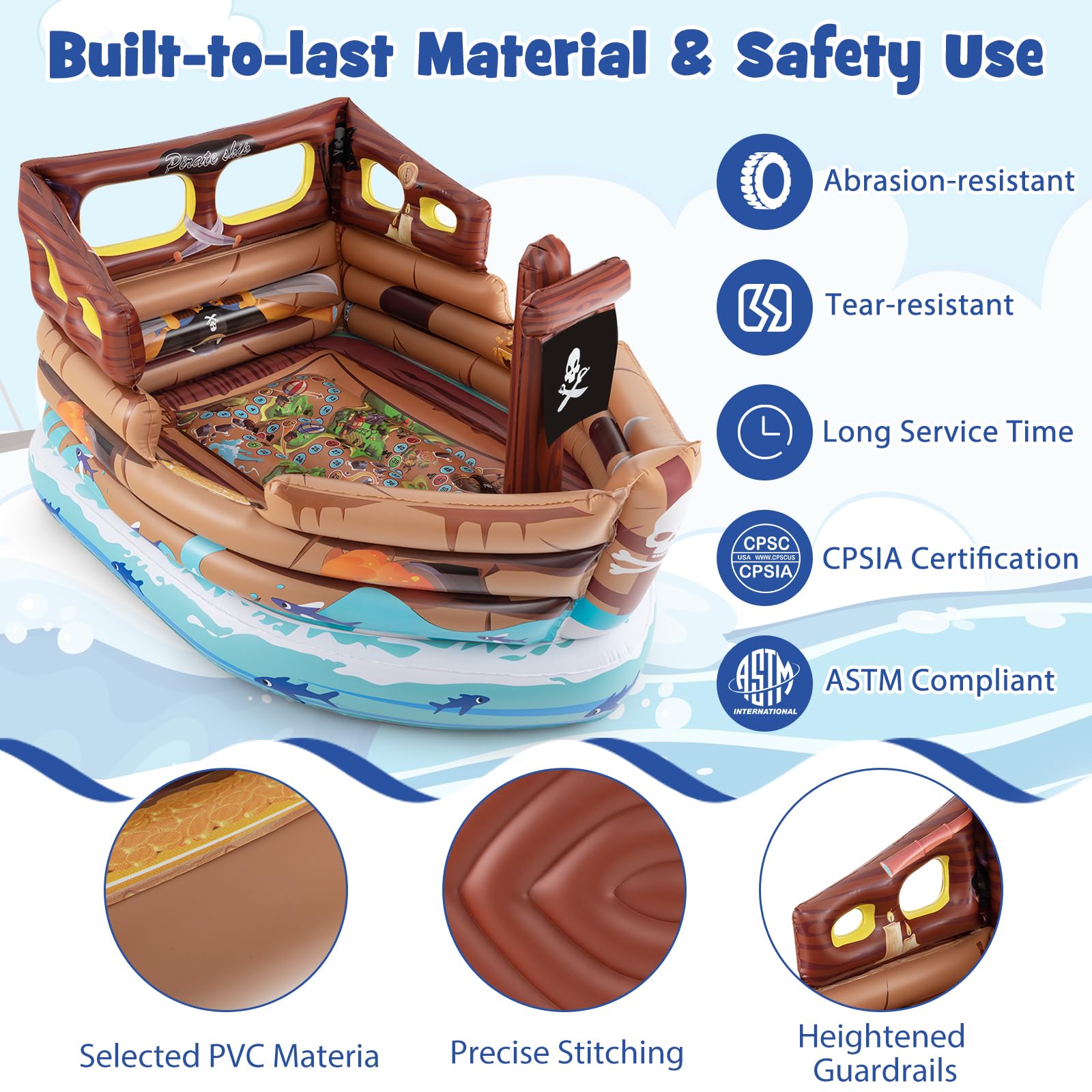 Foto 5 pulgar | Barco Pirata Inflable Goplus Con Motor, Espada Y Sombrero De Pirata - Venta Internacional.