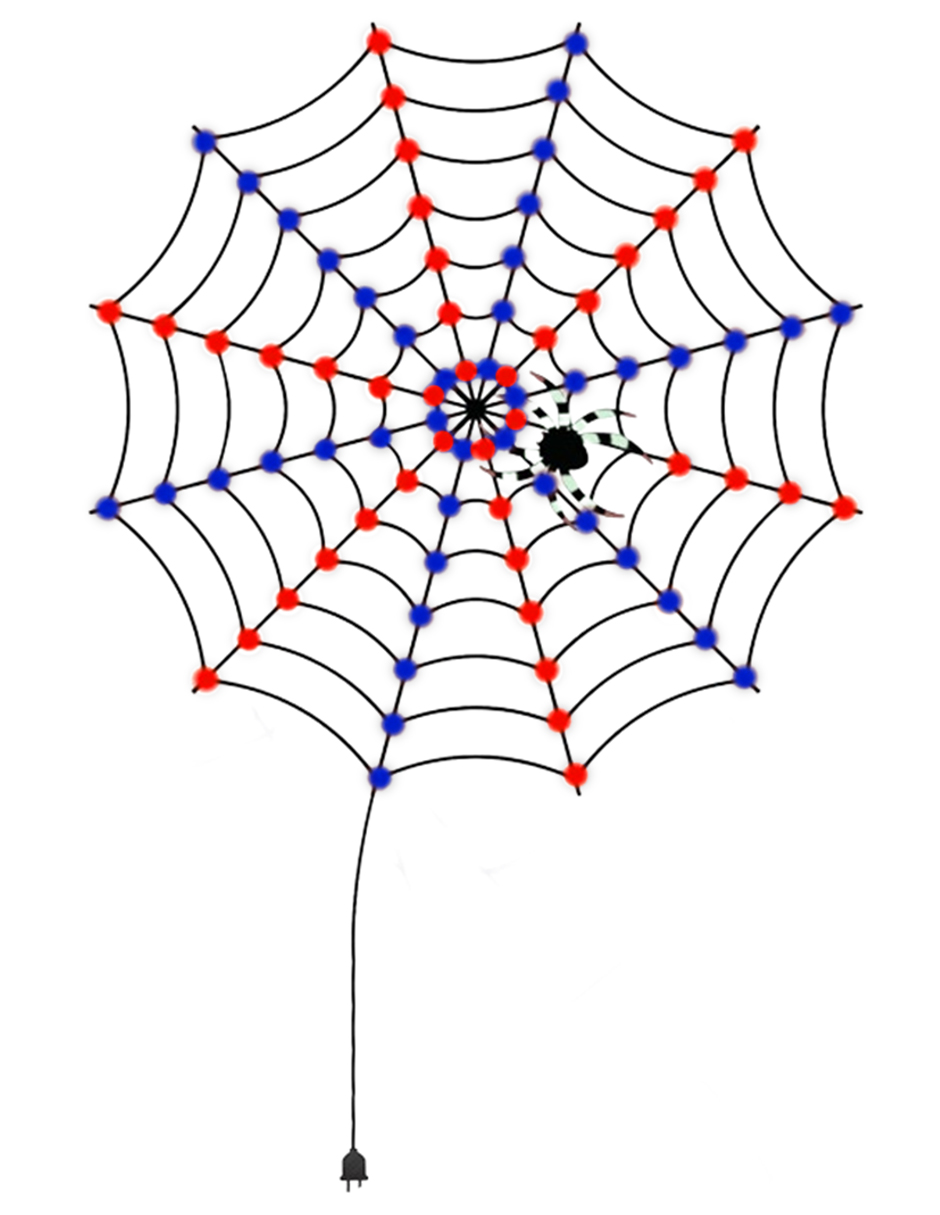 Foto 1 | Luces De Halloween 96 Leds Forma Telaraña Rojo / Azul Con Temporizador Artego