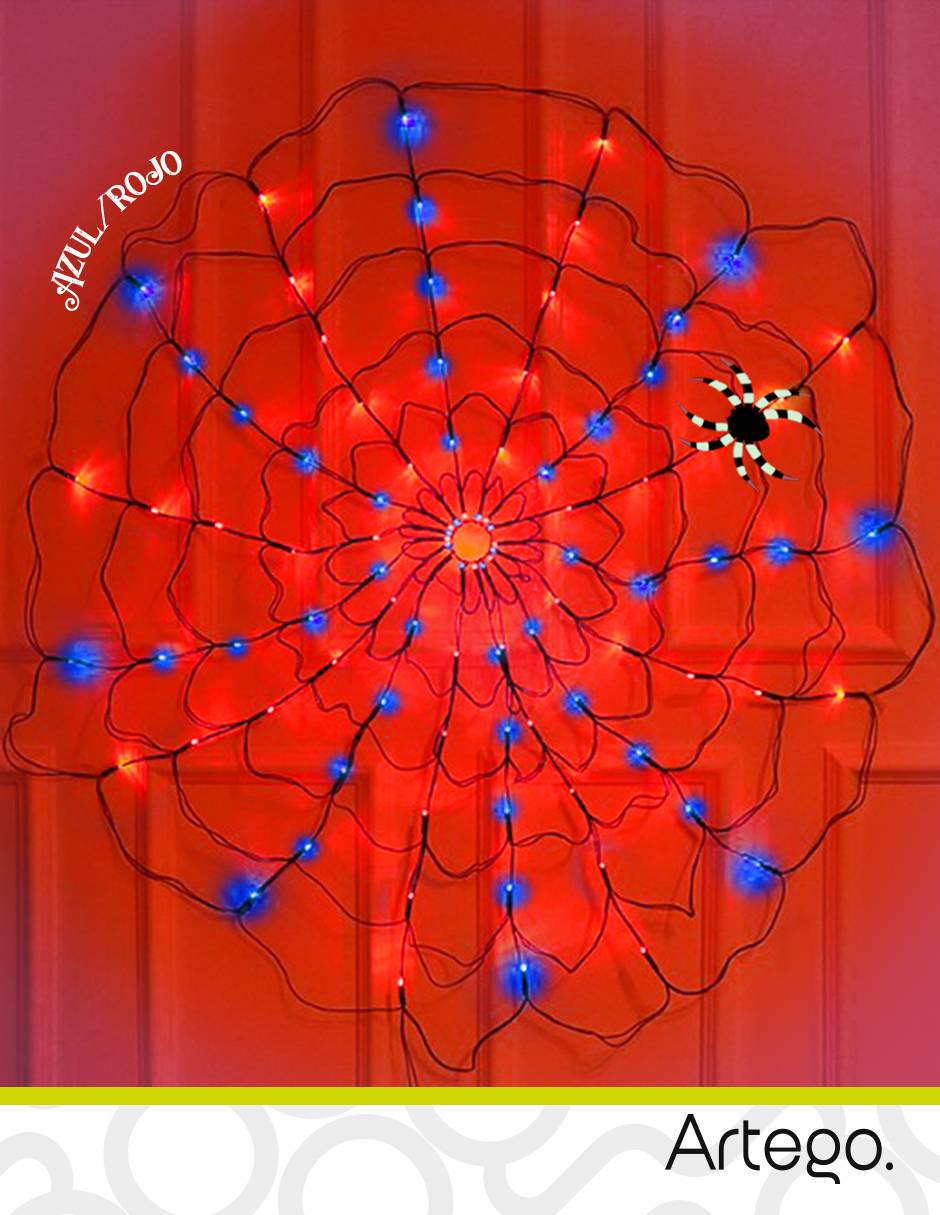 Foto 4 | Luces De Halloween 96 Leds Forma Telaraña Rojo / Azul Con Temporizador Artego