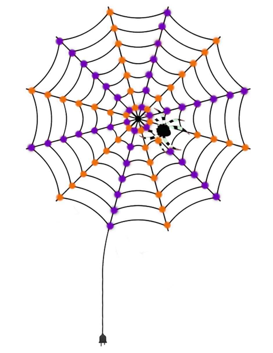 Foto 2 pulgar | Luces De Halloween 96 Leds Forma Telaraña Naranja / Morado Con Temporizador Artego