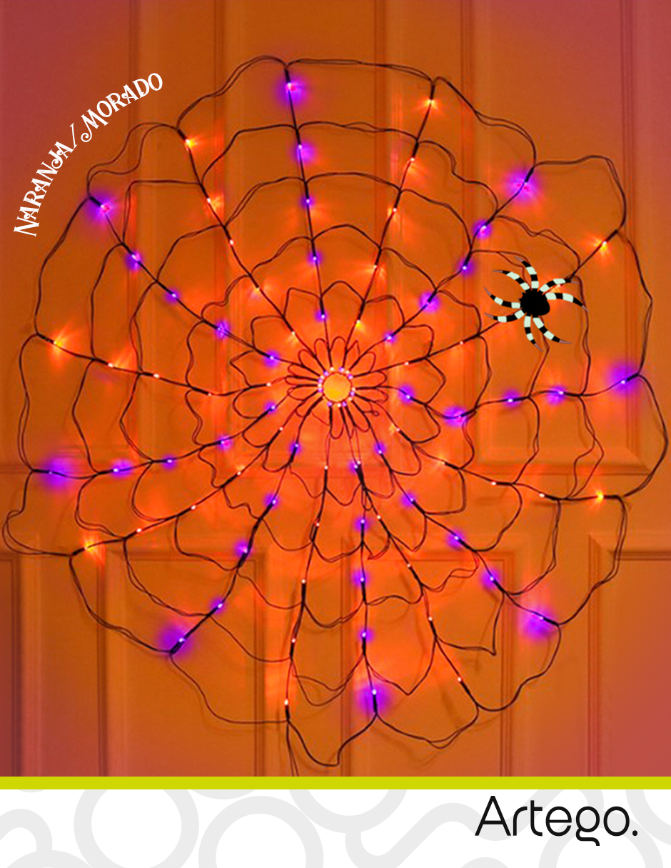 Foto 5 pulgar | Luces De Halloween 96 Leds Forma Telaraña Naranja / Morado Con Temporizador Artego