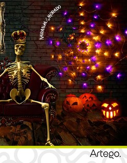 Foto 5 | Luces De Halloween 96 Leds Forma Telaraña Naranja / Morado Con Temporizador Artego