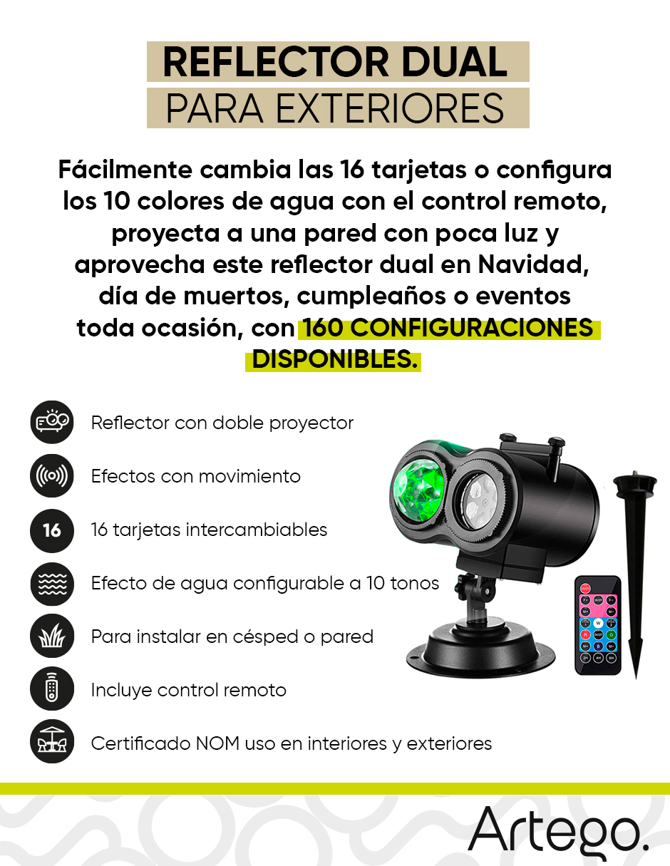 Foto 4 pulgar | Proyector De Navidad Y Halloween Artego 16 Tarjetas Y 10 Efectos Agua