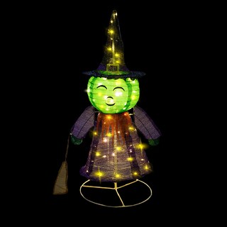 Foto 6 | Decoración Halloween De Bruja De Tela Con Luz Led Base Metálica 107cm
