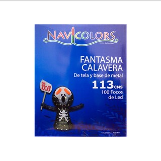 Foto 3 | Decoración Halloween Fantasma Calavera De Tela Luz Led Base Metálica 113cm