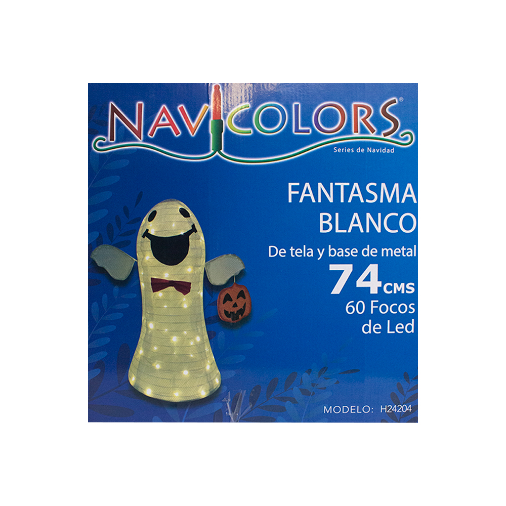 Foto 4 pulgar | Decoración Halloween Fantasma De Tela Con Luz Led Base Metálica 74cm