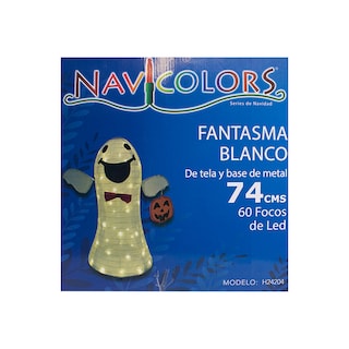 Foto 3 | Decoración Halloween Fantasma De Tela Con Luz Led Base Metálica 74cm