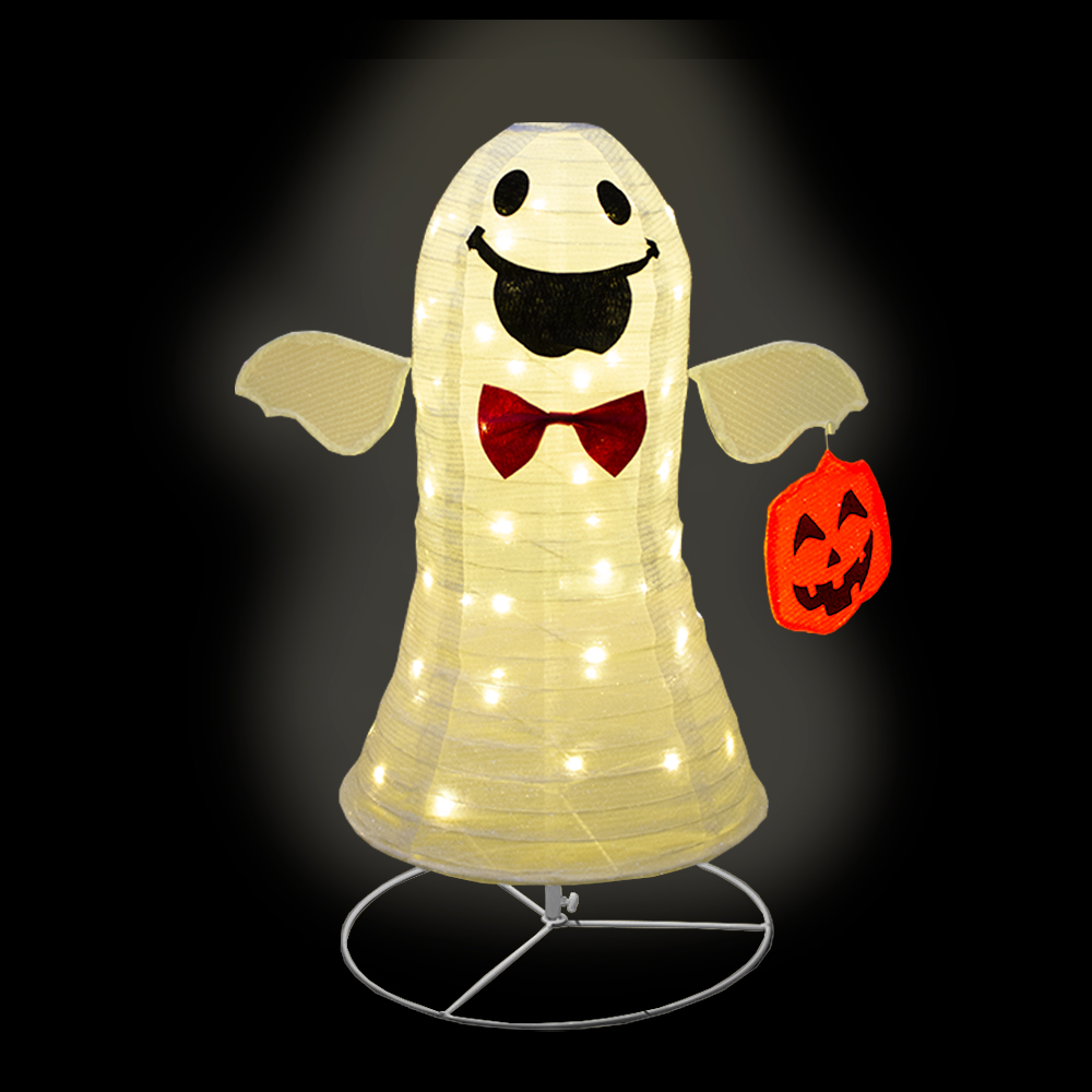 Foto 5 pulgar | Decoración Halloween Fantasma De Tela Con Luz Led Base Metálica 74cm