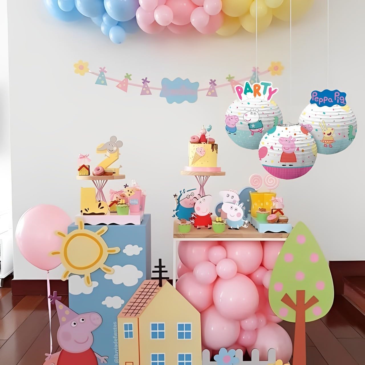 Foto 4 | Juego De 3 Linternas De Papel Amscan Con Tema De Peppa Pig, 9,5 X 12,5 Cm - Venta Internacional.