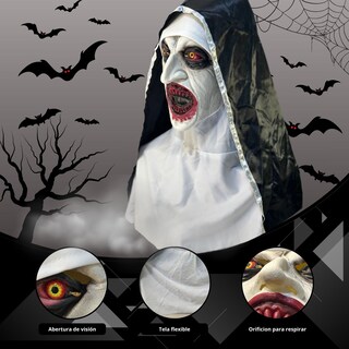 Foto 6 | Kit 5 Máscaras La Monja Látex Negro Con Luces Led En Ojos Halloween Adulto Baterías Incluidas Diseño Realista Tall