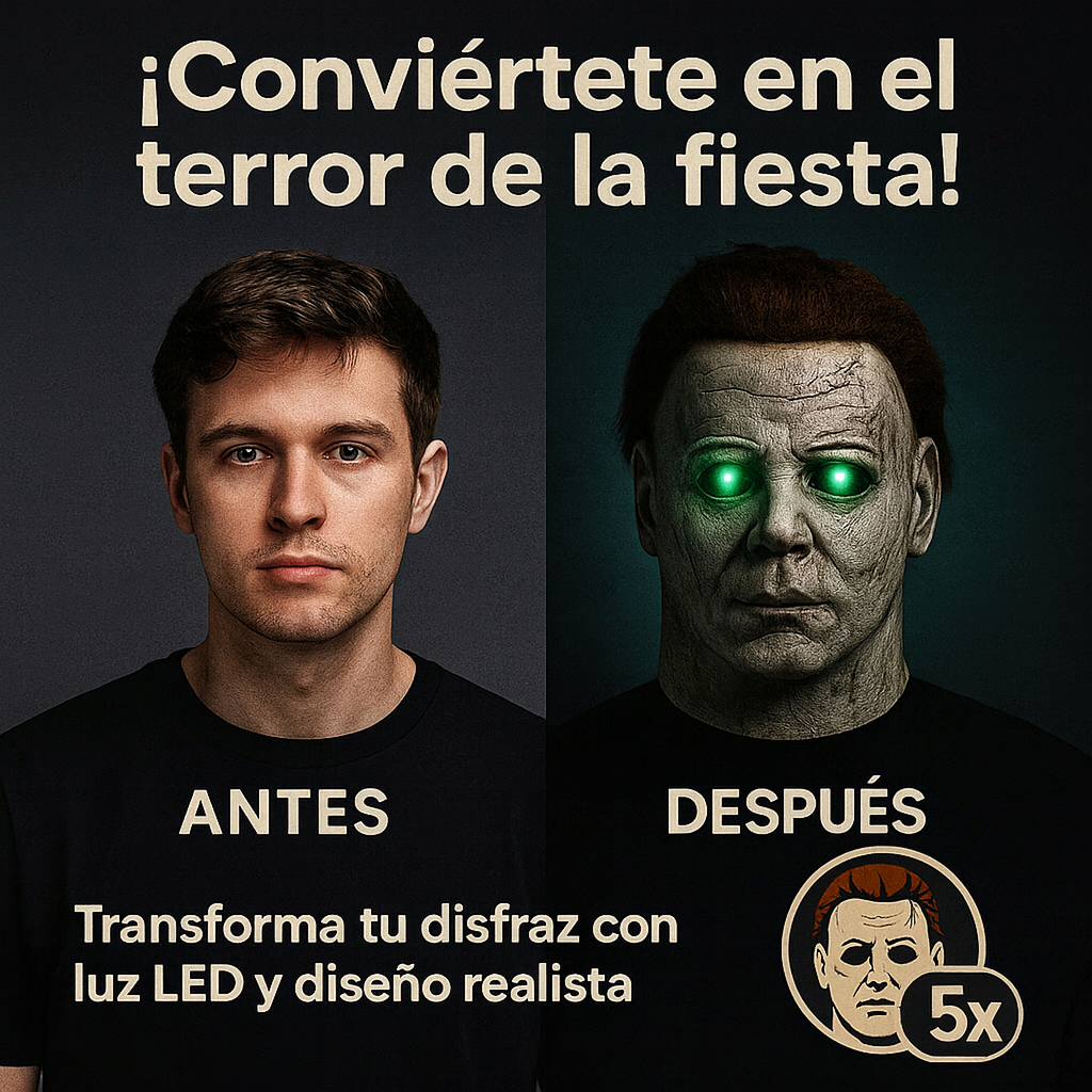 Foto 5 pulgar | Kit 5 Máscaras Michael Myers Látex Realista Con Ojos Led 3 Modos Halloween Adulto Baterías Incluidas Talla Universal