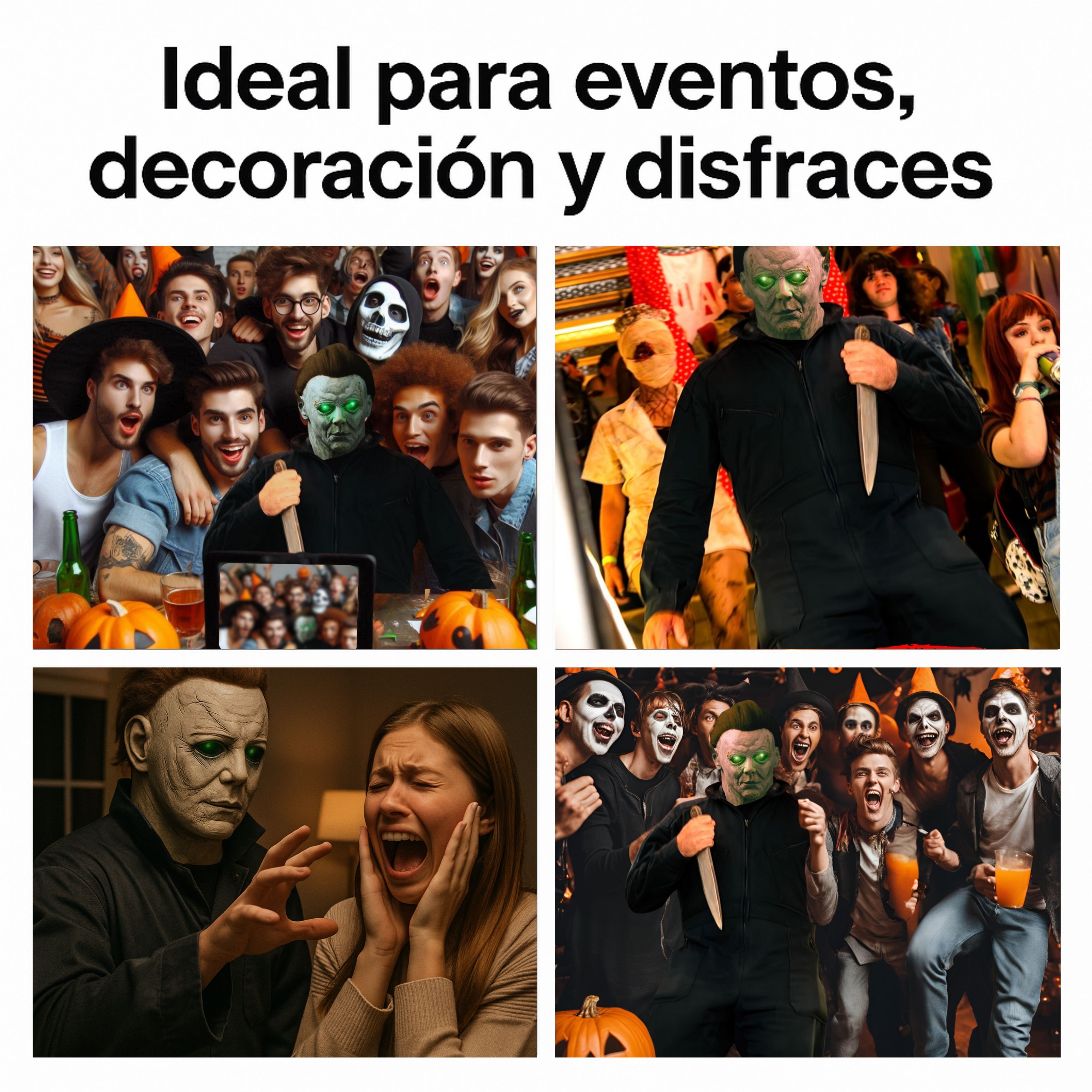 Foto 6 pulgar | Máscara Michael Myers Látex Realista Con Ojos Led Halloween Adulto Pilas Incluidas Talla Única