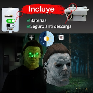 Foto 7 | Máscara Michael Myers Látex Realista Con Ojos Led Halloween Adulto Pilas Incluidas Talla Única