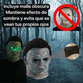 Foto 8 | Máscara Michael Myers Látex Realista Con Ojos Led Halloween Adulto Pilas Incluidas Talla Única