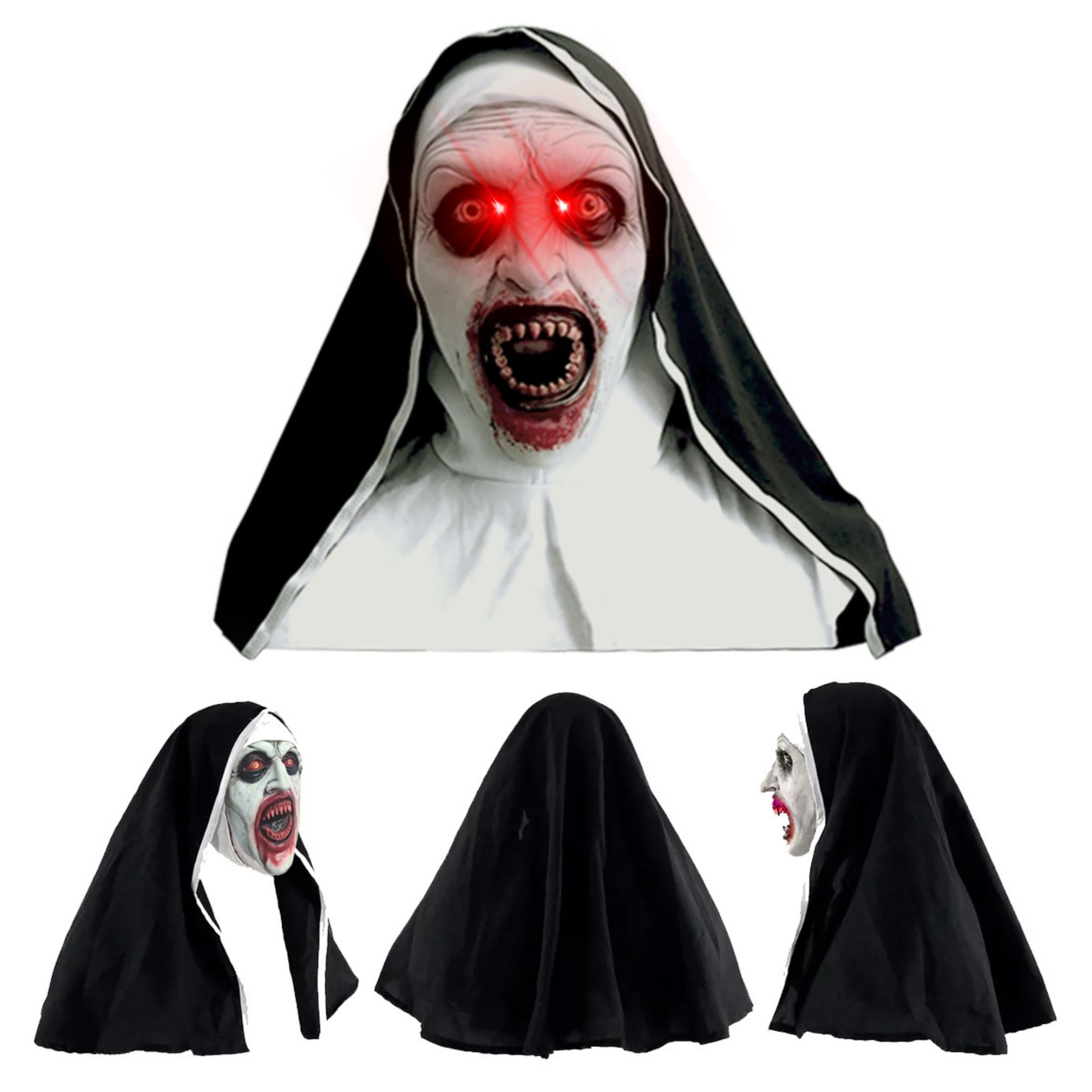 Foto 6 | Máscara La Monja Látex Realista Con Ojos Led Halloween Cosplay Adulto Pilas Incluidas