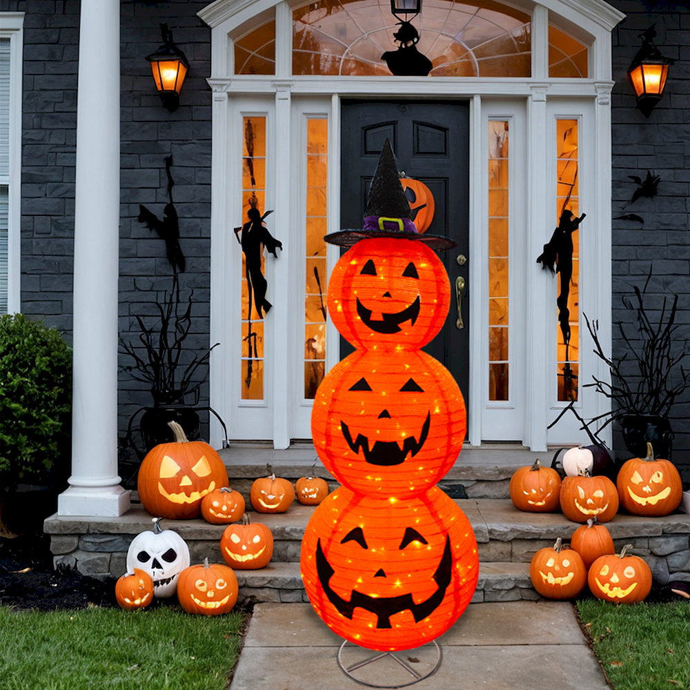 Foto 7 | Decoración de Halloween Calabazas de Tela Luz Led 1.50 Metros