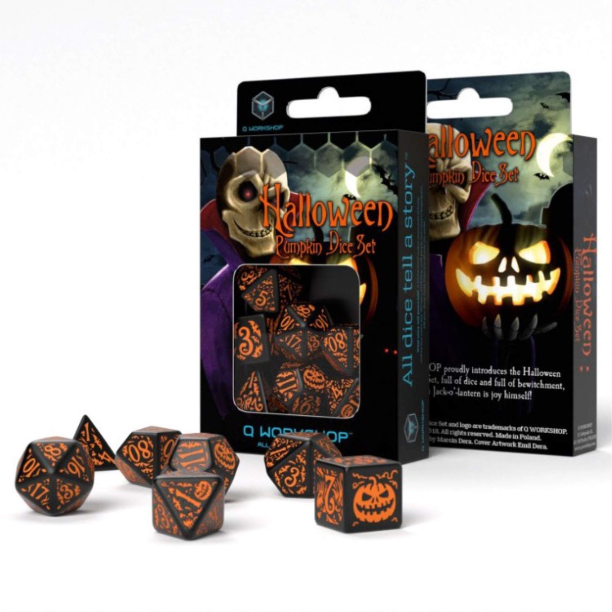 Foto 1 | Set De Dados Q-workshop Halloween Pumpkin Negro Y Naranja - Venta Internacional.