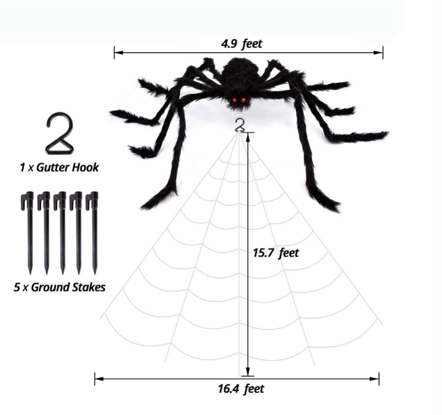 Foto 3 pulgar | 5m Araña Decoracion Adorno Halloween Articulos Para Fiestas