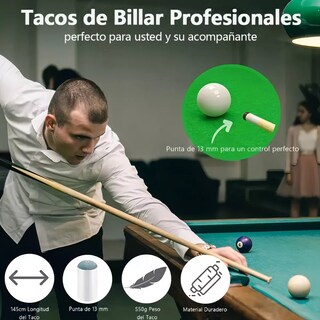 Foto 2 | Taco De Billar Profesional Desarmable Palo Guante Tiza Funda Cola Eo Safe Imports Esi-17537