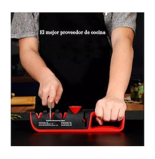 Foto 5 | Afilador De Cuchillos De Cocina, Afilador Y Tijeras, 4 En 1 Negro/rojo