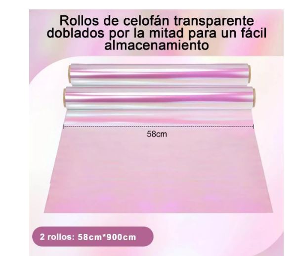 Foto 3 pulgar | Rollos de Celofán Wünd Tornasol Transparente 2 Piezas