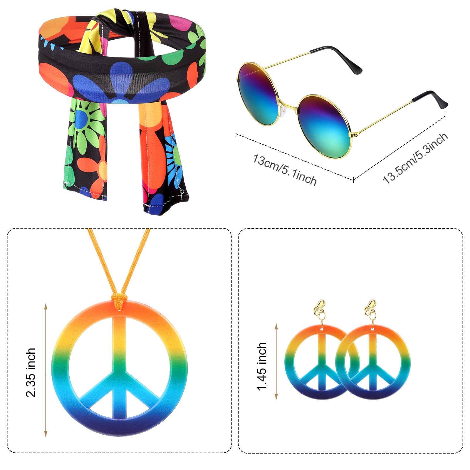 Foto 4 pulgar | Conjunto De Disfraces Satinior Hippie De Los Años 60 Y 70 Para Mujer - Venta Internacional.