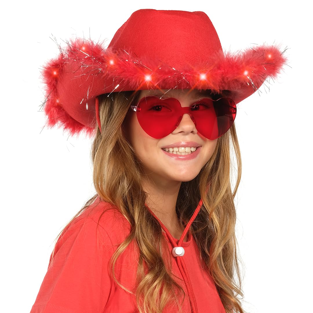 Foto 8 pulgar | Sombrero De Vaquera Divertido Sombrero De Vaquero Con Luz Roja Y Gafas - Venta Internacional.