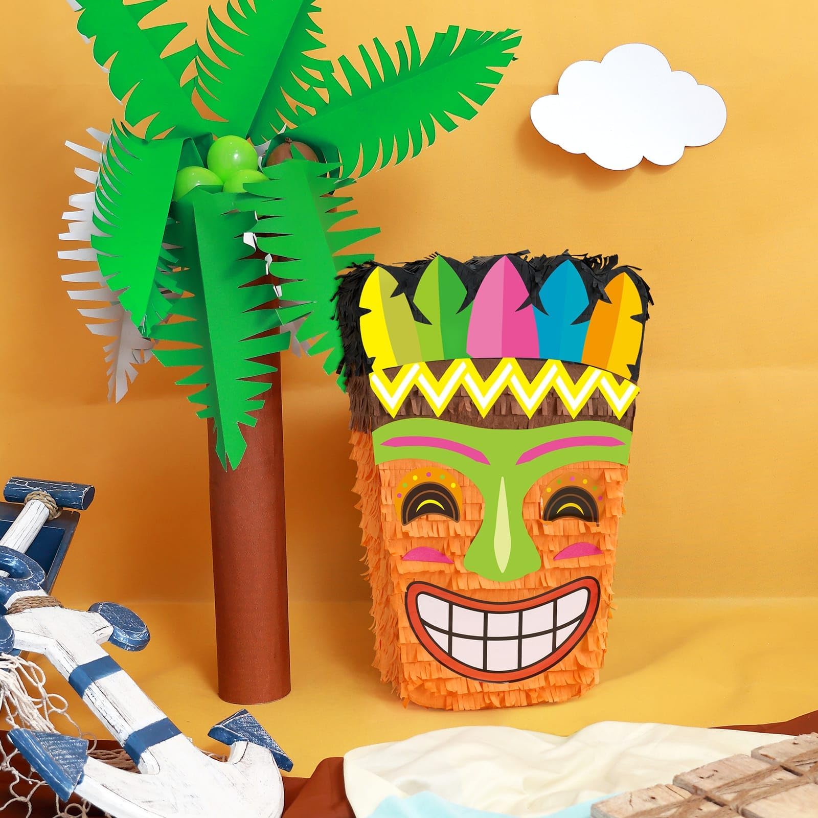Foto 3 pulgar | Piñata Wernnsai Tiki Tropical Hawaii Con Los Ojos Vendados Y Murciélago Para Niños - Venta Internacional.