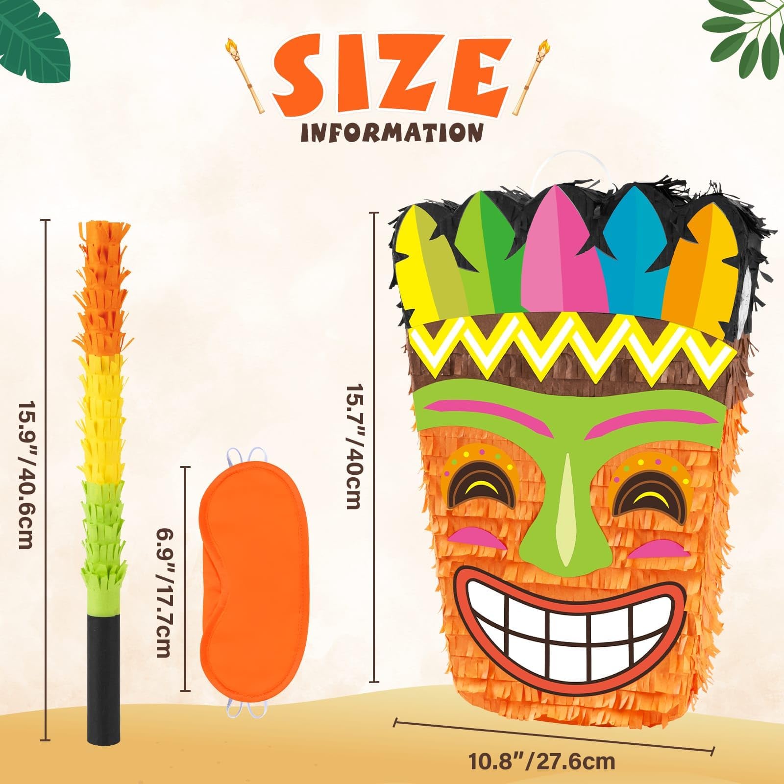Foto 4 pulgar | Piñata Wernnsai Tiki Tropical Hawaii Con Los Ojos Vendados Y Murciélago Para Niños - Venta Internacional.
