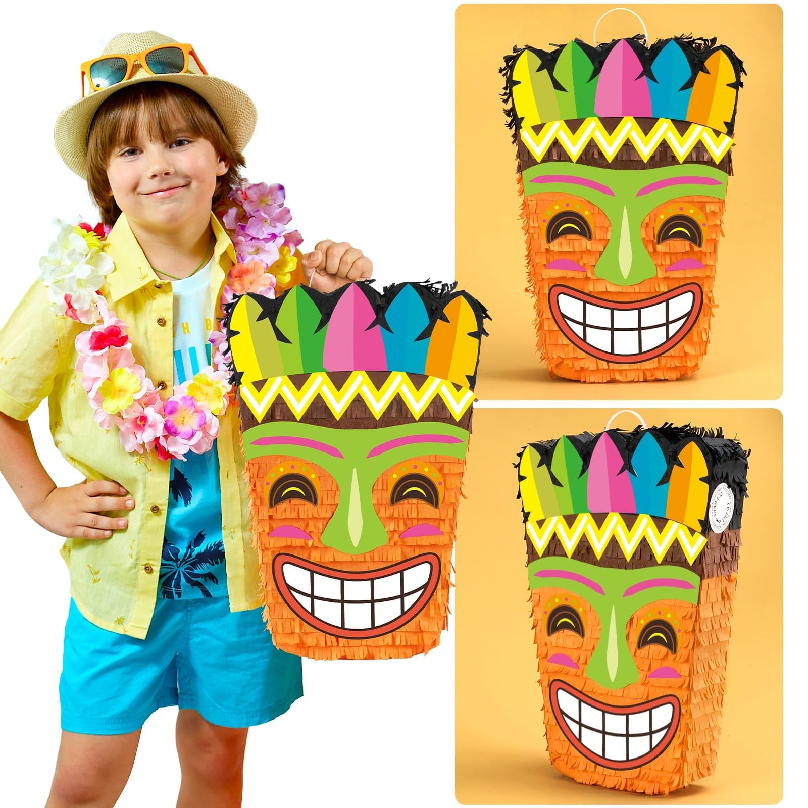 Foto 6 pulgar | Piñata Wernnsai Tiki Tropical Hawaii Con Los Ojos Vendados Y Murciélago Para Niños - Venta Internacional.